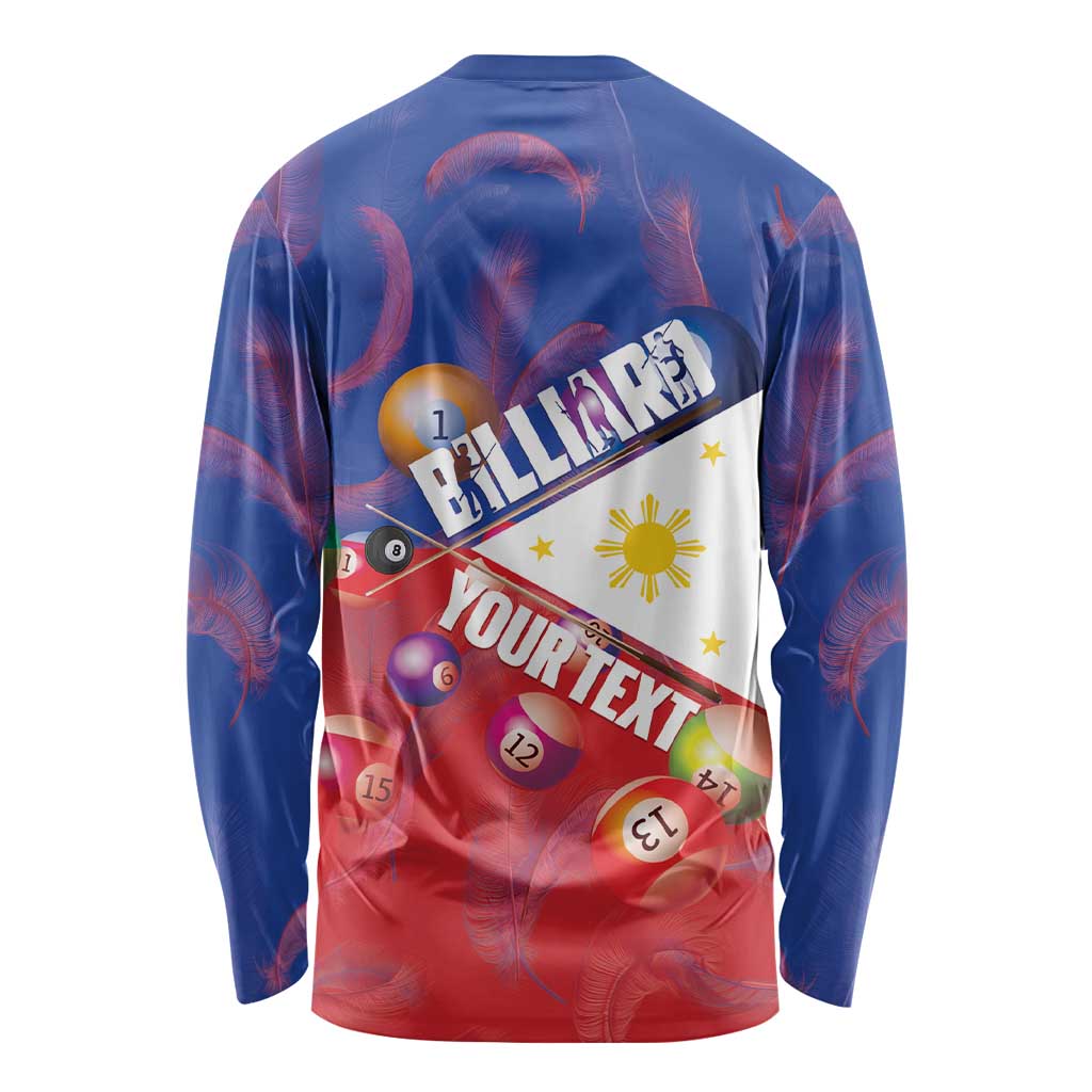 Personalised Philippines Billiards Long Sleeve Shirt Cue With Balls Flag Style - Polynesian Pride
