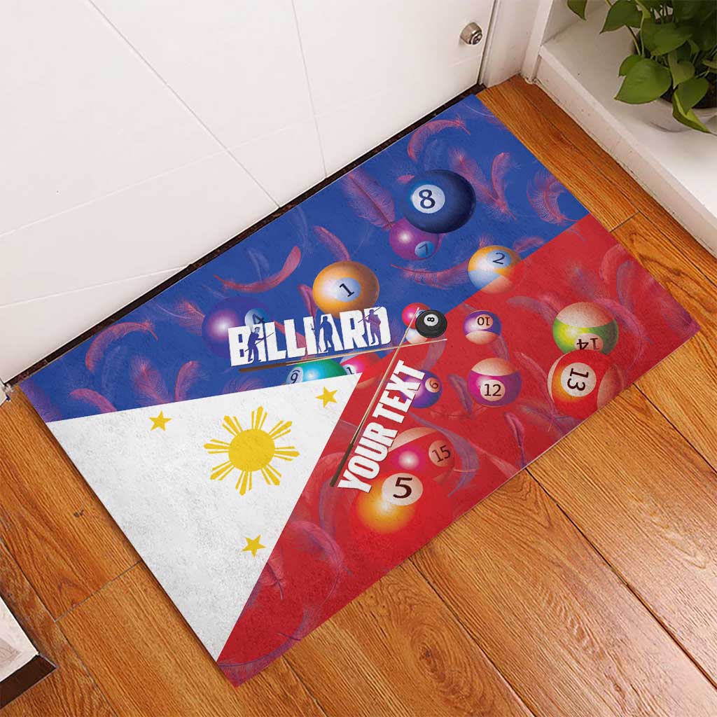 Personalised Philippines Billiards Rubber Doormat Cue With Balls Flag Style - Polynesian Pride