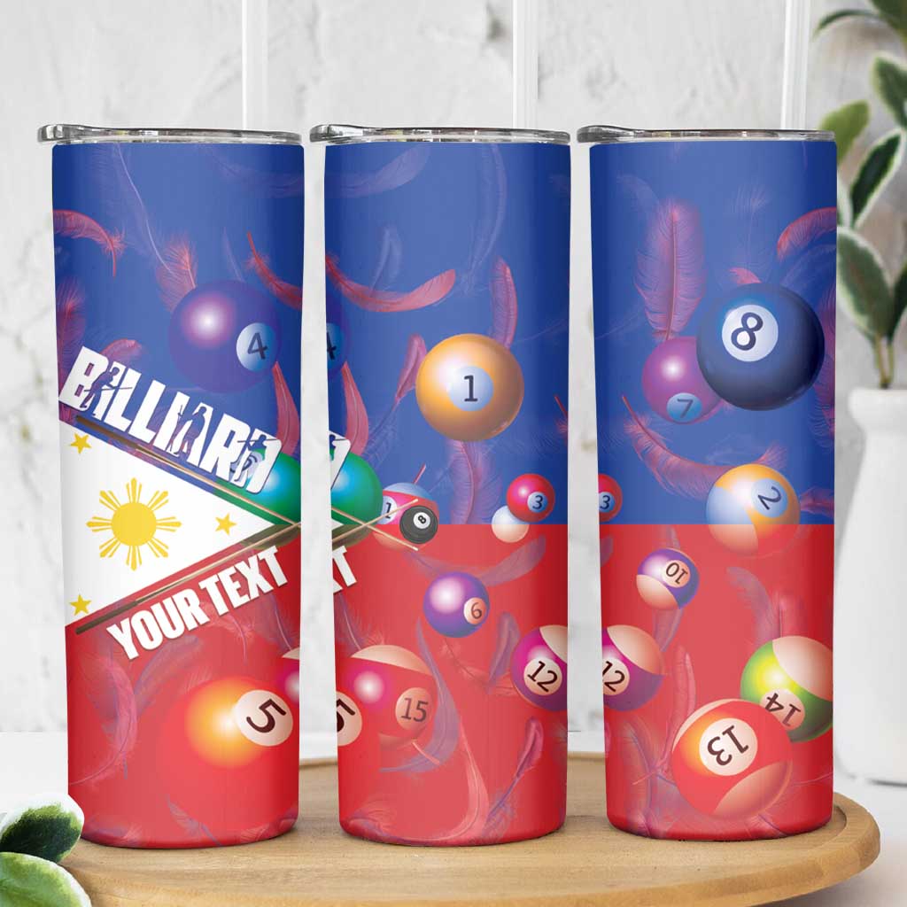 Personalised Philippines Billiards Skinny Tumbler Cue With Balls Flag Style - Polynesian Pride
