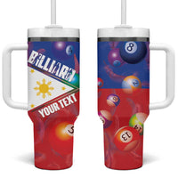 Personalised Philippines Billiards Tumbler With Handle Cue With Balls Flag Style LT14 One Size: 40 oz Red - Polynesian Pride