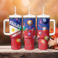Personalised Philippines Billiards Tumbler With Handle Cue With Balls Flag Style LT14 - Polynesian Pride