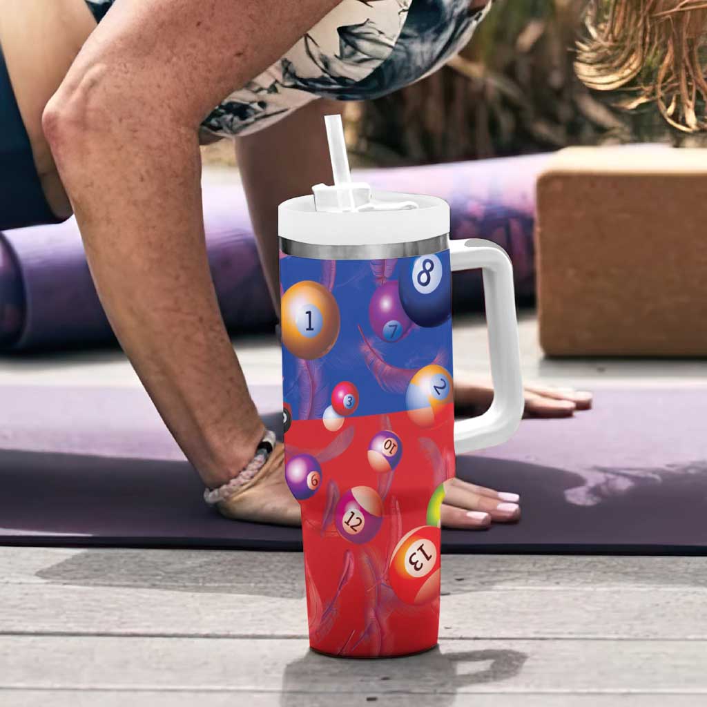 Personalised Philippines Billiards Tumbler With Handle Cue With Balls Flag Style LT14 - Polynesian Pride