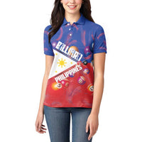 Personalised Philippines Billiards Women Polo Shirt Cue With Balls Flag Style - Polynesian Pride