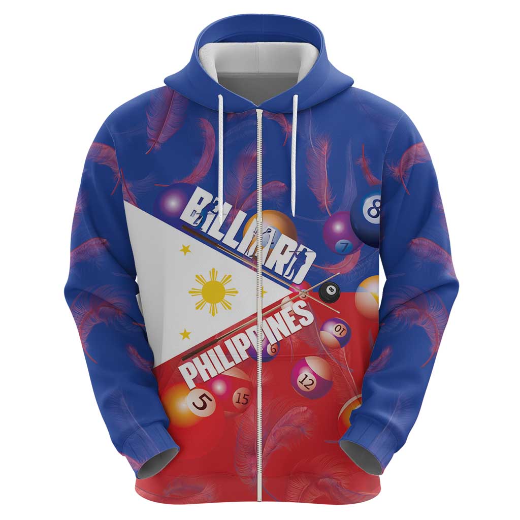 Personalised Philippines Billiards Zip Hoodie Cue With Balls Flag Style LT14 - Polynesian Pride