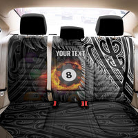 Personalised New Zealand Billiards Back Car Seat Cover Maori Fern On Fire 8 Ball - Polynesian Pride