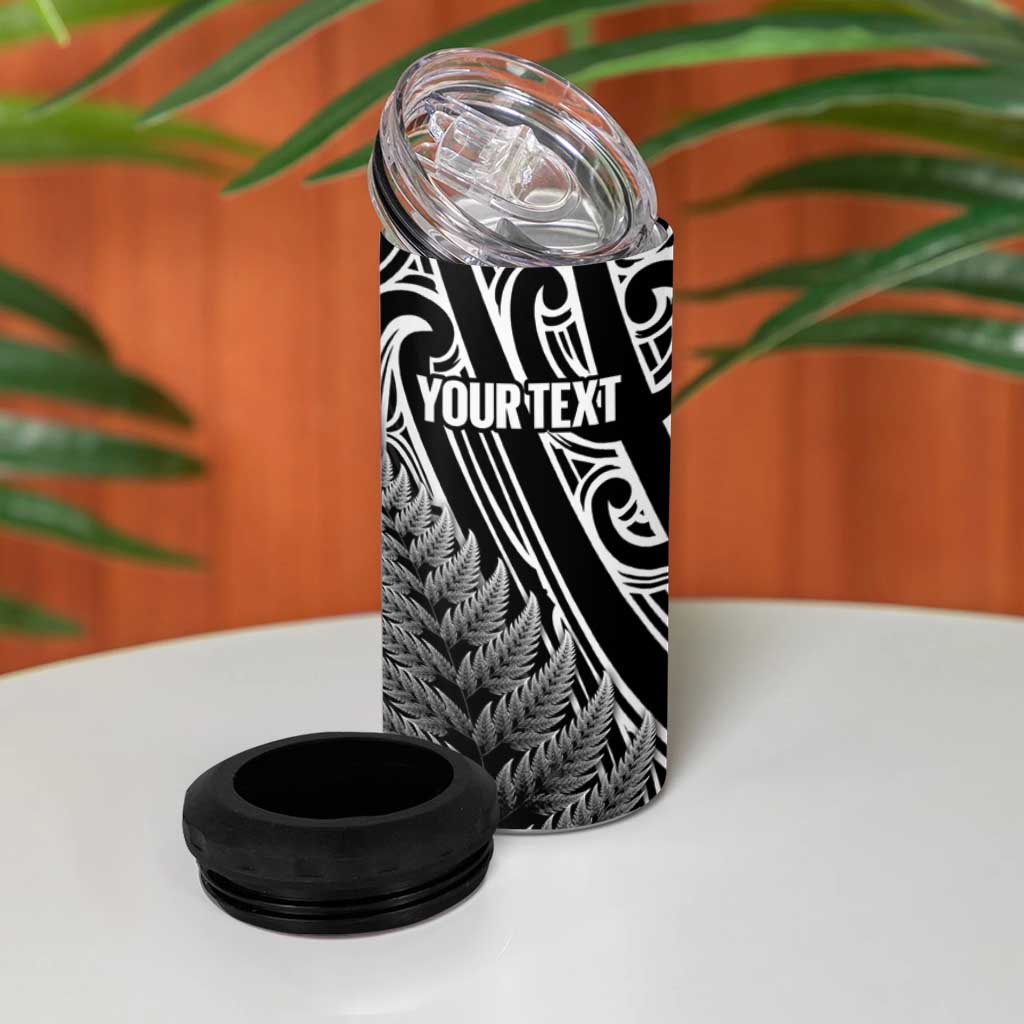 Personalised New Zealand Billiards 4 in 1 Can Cooler Tumbler Maori Fern On Fire 8 Ball LT14 - Polynesian Pride