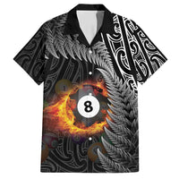 Personalised New Zealand Billiards Family Matching Tank Maxi Dress and Hawaiian Shirt Maori Fern On Fire 8 Ball LT14 Dad's Shirt - Short Sleeve Black - Polynesian Pride