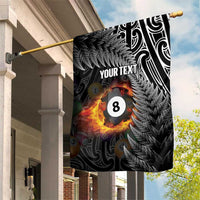 Personalised New Zealand Billiards Garden Flag Maori Fern On Fire 8 Ball LT14 House Flag Black - Polynesian Pride