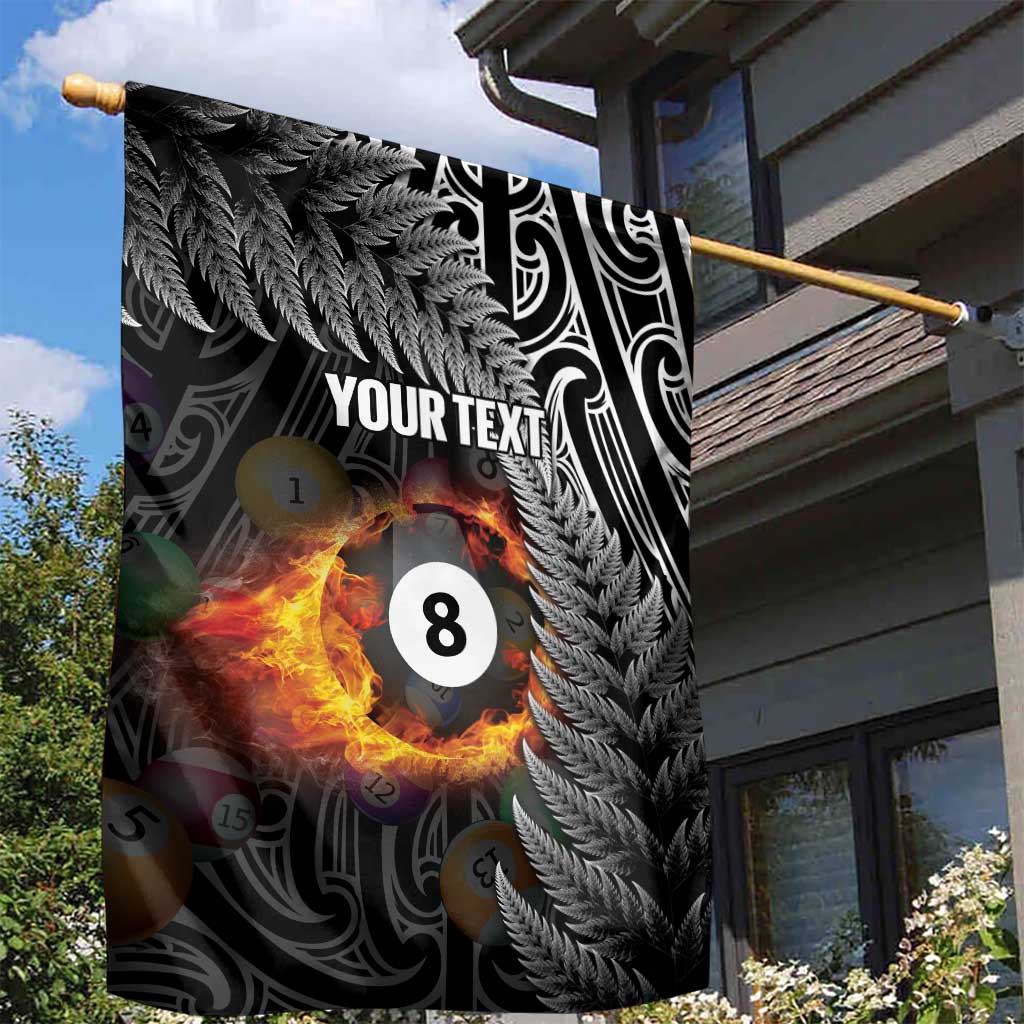 Personalised New Zealand Billiards Garden Flag Maori Fern On Fire 8 Ball LT14 - Polynesian Pride
