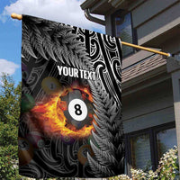 Personalised New Zealand Billiards Garden Flag Maori Fern On Fire 8 Ball LT14 - Polynesian Pride
