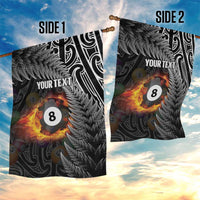 Personalised New Zealand Billiards Garden Flag Maori Fern On Fire 8 Ball LT14 - Polynesian Pride