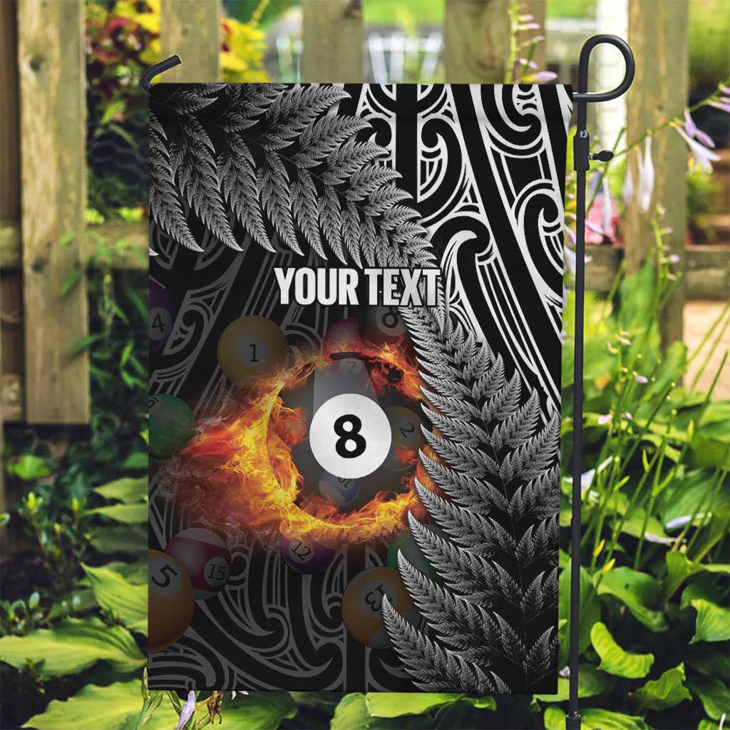 Personalised New Zealand Billiards Garden Flag Maori Fern On Fire 8 Ball LT14 Garden Flag Black - Polynesian Pride