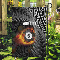 Personalised New Zealand Billiards Garden Flag Maori Fern On Fire 8 Ball LT14 Garden Flag Black - Polynesian Pride