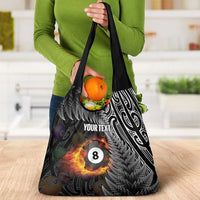 Personalised New Zealand Billiards Grocery Bag Maori Fern On Fire 8 Ball LT14 - Polynesian Pride