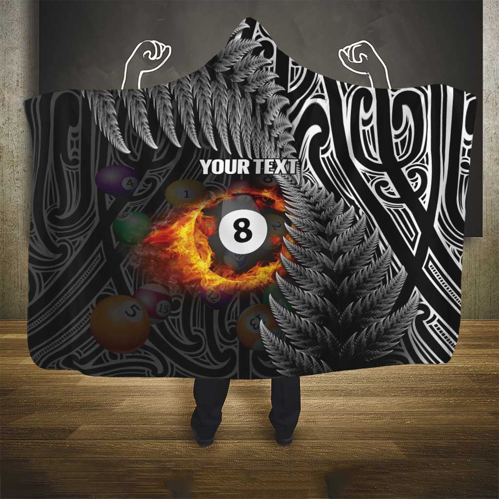 Personalised New Zealand Billiards Hooded Blanket Maori Fern On Fire 8 Ball LT14 - Polynesian Pride
