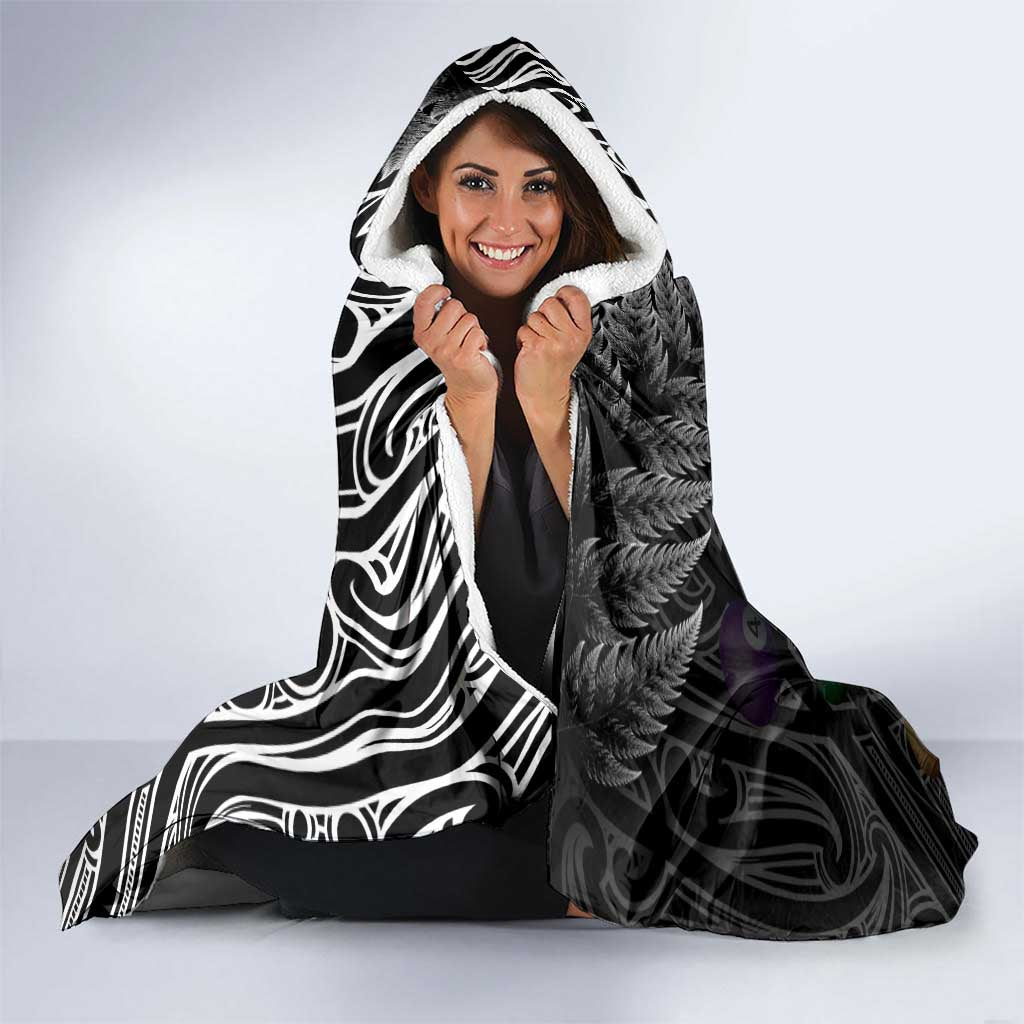 Personalised New Zealand Billiards Hooded Blanket Maori Fern On Fire 8 Ball LT14 - Polynesian Pride