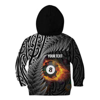 Personalised New Zealand Billiards Kid Hoodie Maori Fern On Fire 8 Ball LT14 - Polynesian Pride
