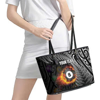 Personalised New Zealand Billiards Leather Tote Bag Maori Fern On Fire 8 Ball LT14 - Polynesian Pride