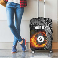 Personalised New Zealand Billiards Luggage Cover Maori Fern On Fire 8 Ball - Polynesian Pride