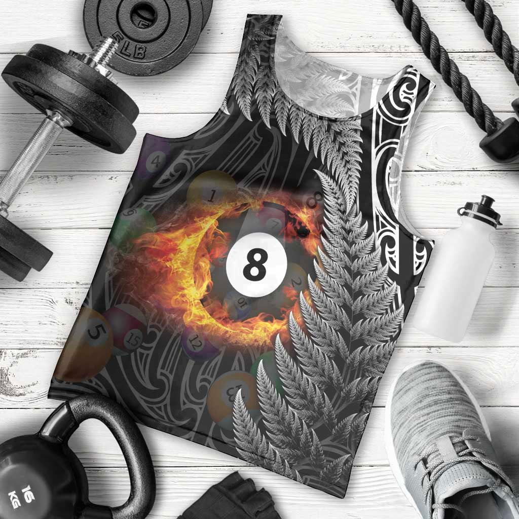 Personalised New Zealand Billiards Men Tank Top Maori Fern On Fire 8 Ball LT14 - Polynesian Pride