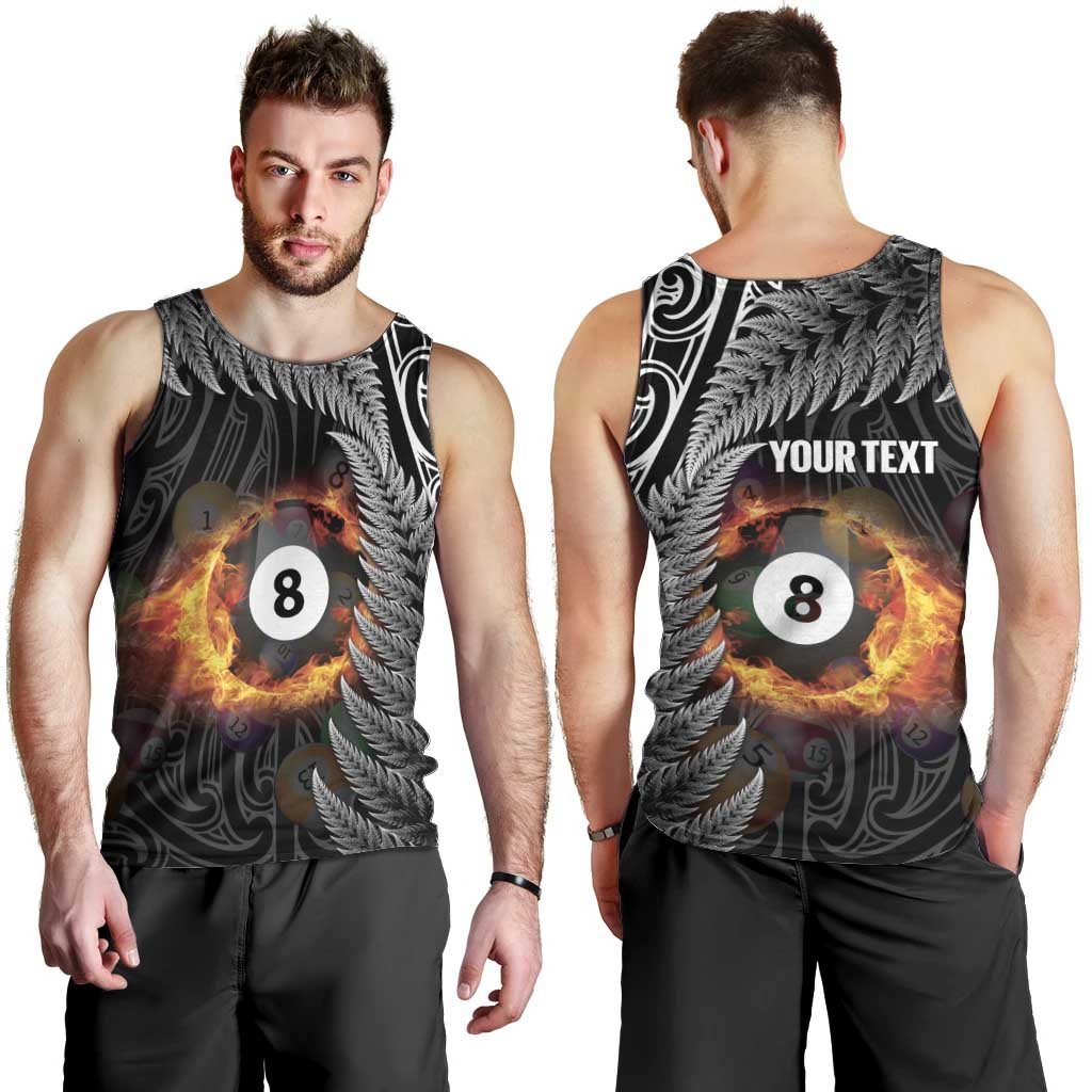 Personalised New Zealand Billiards Men Tank Top Maori Fern On Fire 8 Ball LT14 - Polynesian Pride