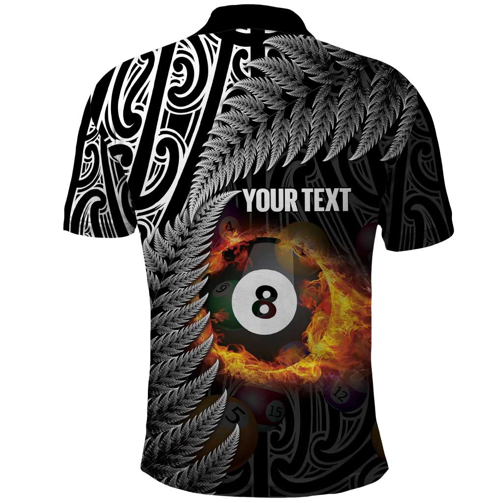 Personalised New Zealand Billiards Polo Shirt Maori Fern On Fire 8 Ball LT14 - Polynesian Pride