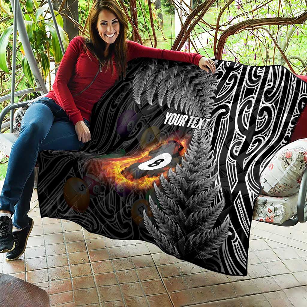 Personalised New Zealand Billiards Quilt Maori Fern On Fire 8 Ball - Polynesian Pride