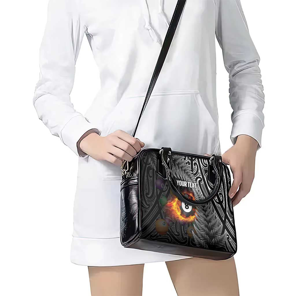 Personalised New Zealand Billiards Shoulder Handbag Maori Fern On Fire 8 Ball - Polynesian Pride