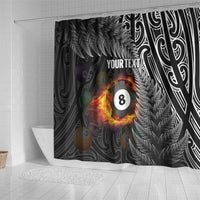 Personalised New Zealand Billiards Shower Curtain Maori Fern On Fire 8 Ball LT14 - Polynesian Pride