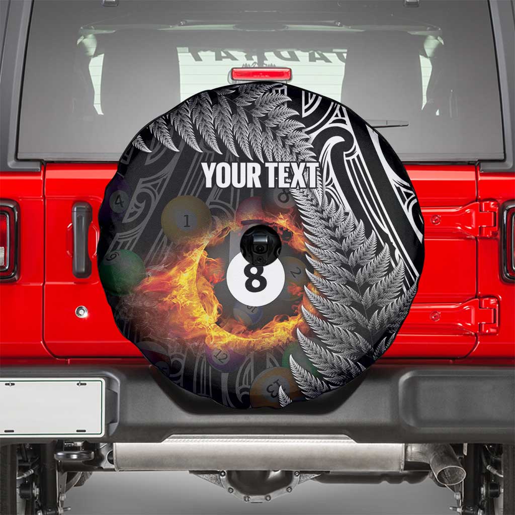 Personalised New Zealand Billiards Spare Tire Cover Maori Fern On Fire 8 Ball LT14 - Polynesian Pride