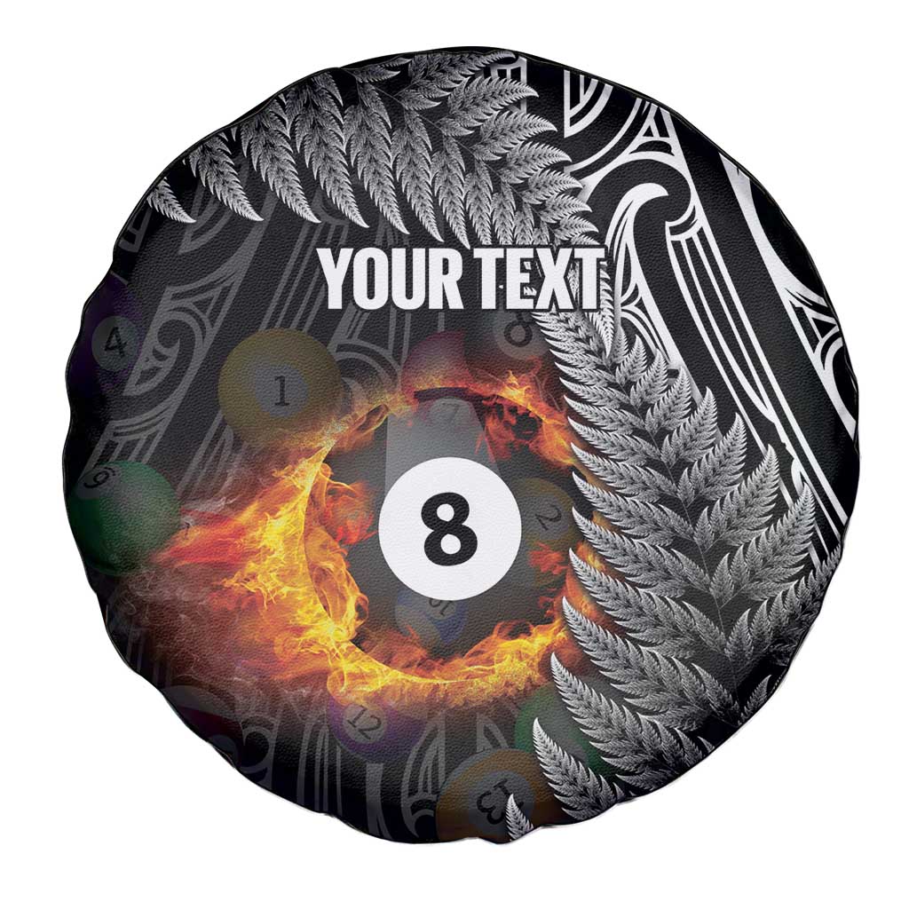 Personalised New Zealand Billiards Spare Tire Cover Maori Fern On Fire 8 Ball LT14 - Polynesian Pride