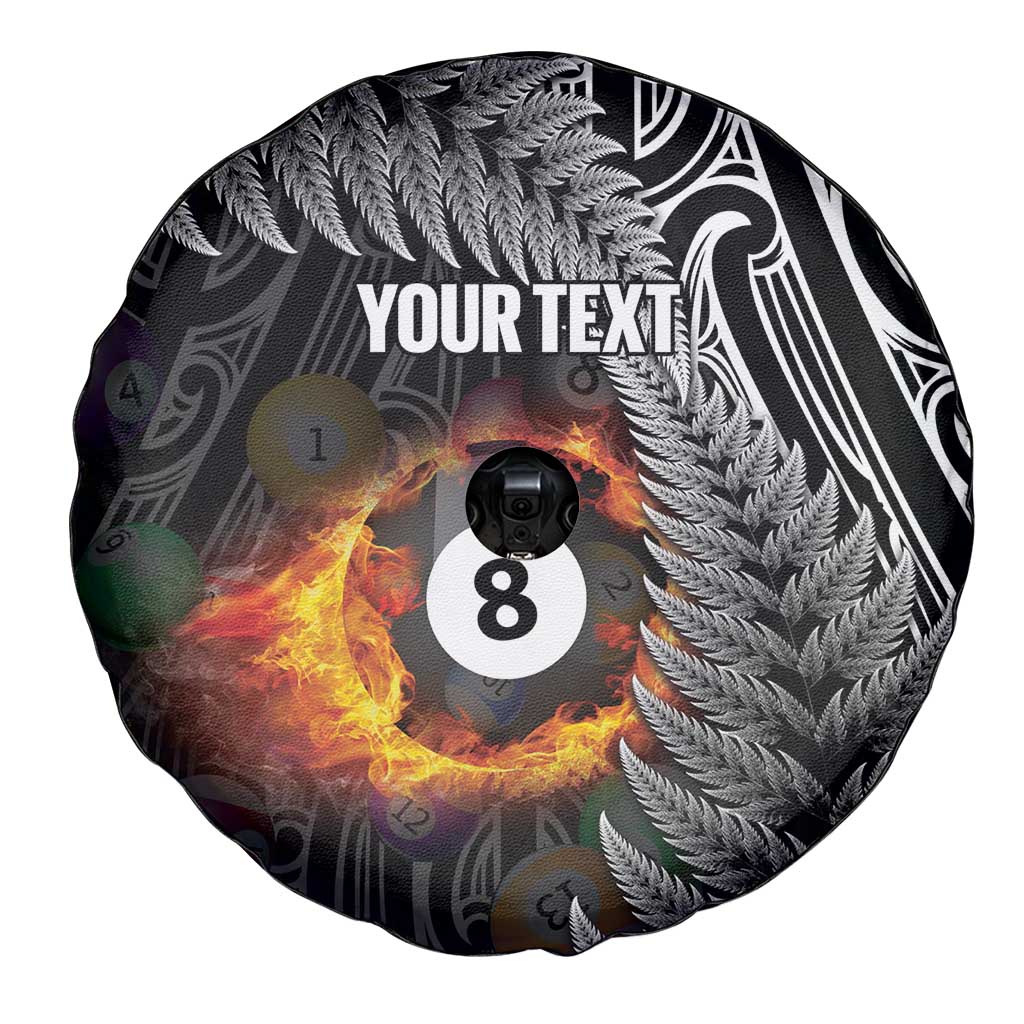 Personalised New Zealand Billiards Spare Tire Cover Maori Fern On Fire 8 Ball LT14 - Polynesian Pride