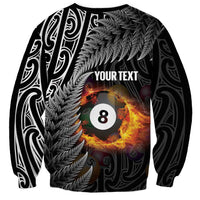 Personalised New Zealand Billiards Sweatshirt Maori Fern On Fire 8 Ball LT14 - Polynesian Pride