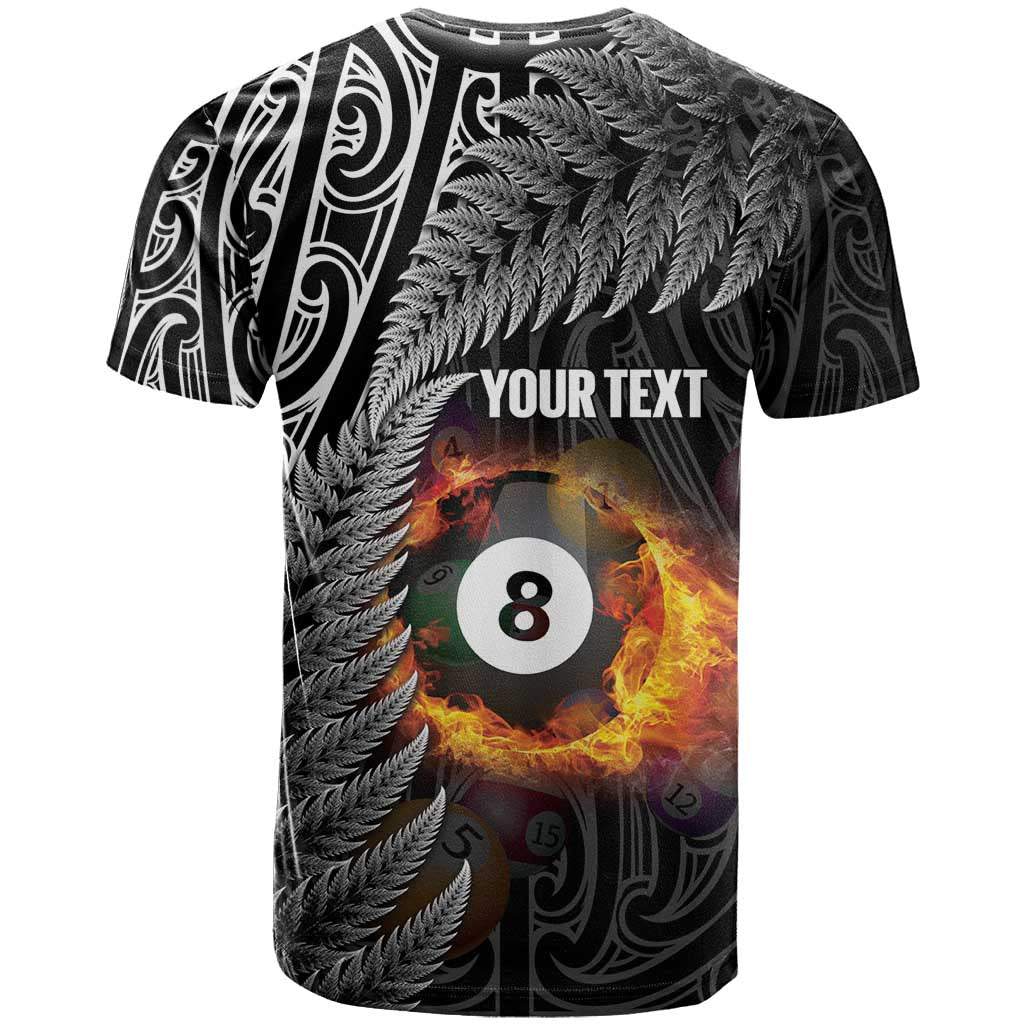 Personalised New Zealand Billiards T Shirt Maori Fern On Fire 8 Ball LT14 - Polynesian Pride