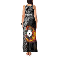 Personalised New Zealand Billiards Tank Maxi Dress Maori Fern On Fire 8 Ball LT14 - Polynesian Pride