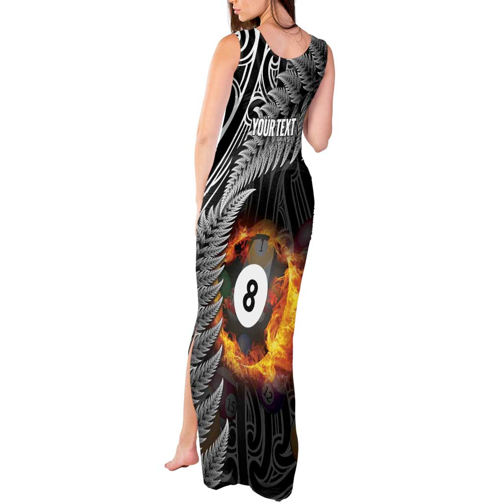 Personalised New Zealand Billiards Tank Maxi Dress Maori Fern On Fire 8 Ball LT14 - Polynesian Pride