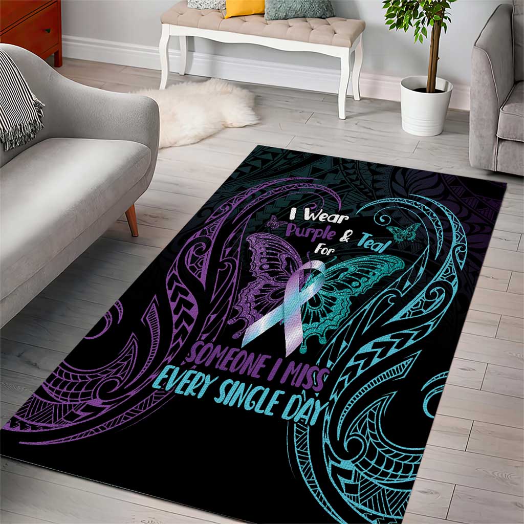 Suicide Awareness Memorial Area Rug I Wear Purple and Teal For Someone I Miss LT14 - Polynesian Pride