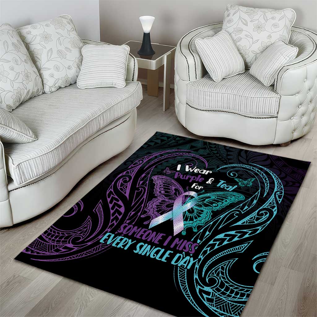 Suicide Awareness Memorial Area Rug I Wear Purple and Teal For Someone I Miss LT14 - Polynesian Pride