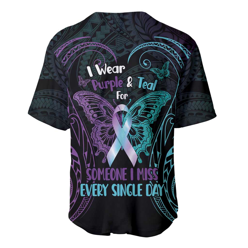 Suicide Awareness Memorial Baseball Jersey I Wear Purple and Teal For Someone I Miss LT14 - Polynesian Pride