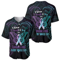 Suicide Awareness Memorial Baseball Jersey I Wear Purple and Teal For Someone I Miss LT14 - Polynesian Pride