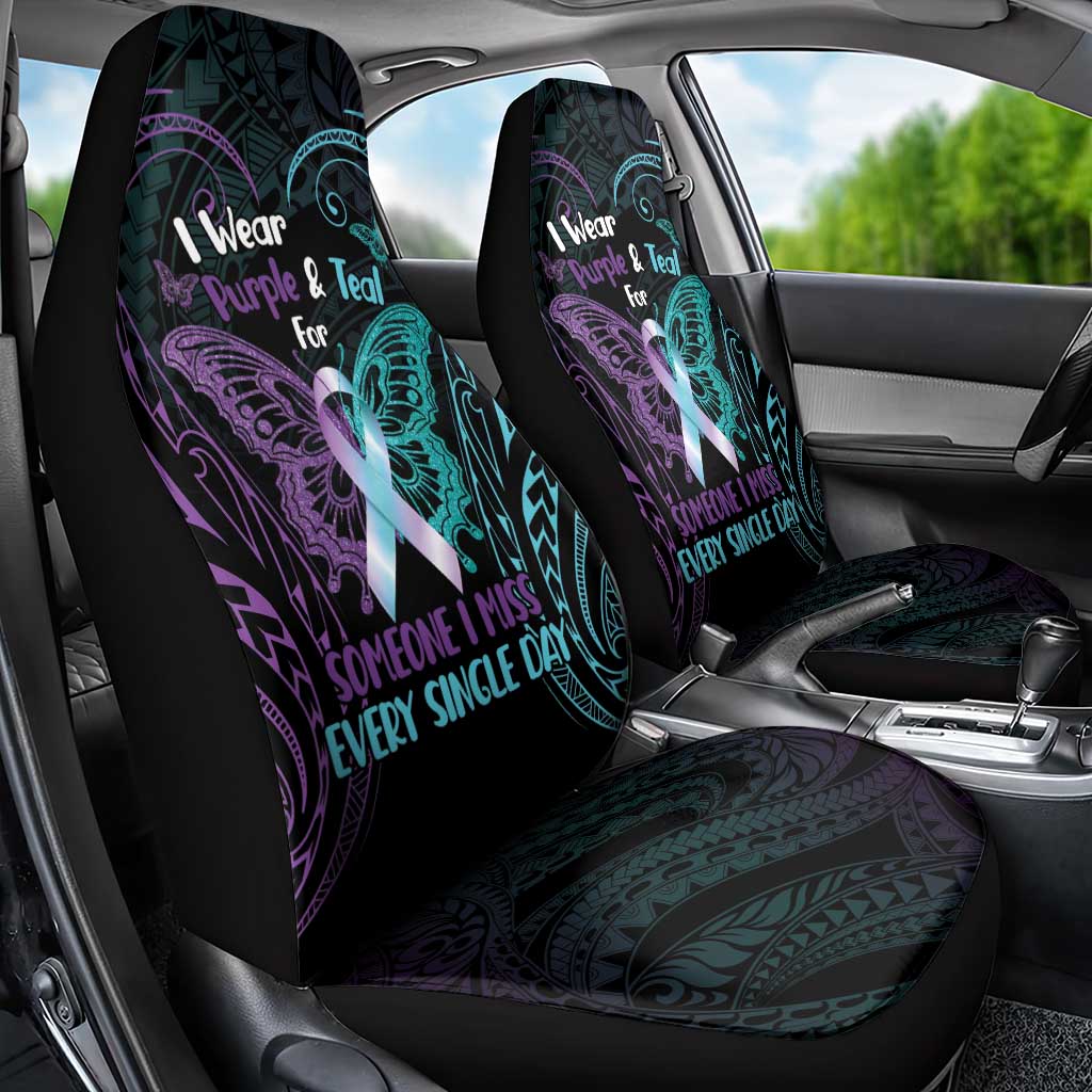 Suicide Awareness Memorial Car Seat Cover I Wear Purple and Teal For Someone I Miss LT14 - Polynesian Pride