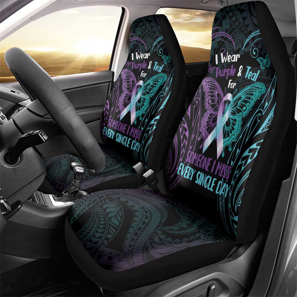 Suicide Awareness Memorial Car Seat Cover I Wear Purple and Teal For Someone I Miss LT14 - Polynesian Pride