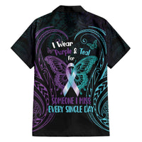 Suicide Awareness Memorial Family Matching Long Sleeve Bodycon Dress and Hawaiian Shirt I Wear Purple and Teal For Someone I Miss LT14 - Polynesian Pride