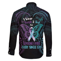 Suicide Awareness Memorial Family Matching Long Sleeve Bodycon Dress and Hawaiian Shirt I Wear Purple and Teal For Someone I Miss LT14 - Polynesian Pride