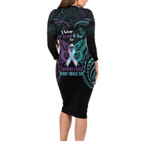 Suicide Awareness Memorial Family Matching Long Sleeve Bodycon Dress and Hawaiian Shirt I Wear Purple and Teal For Someone I Miss LT14 - Polynesian Pride