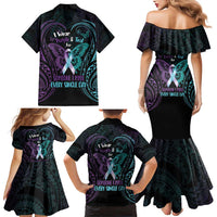 Suicide Awareness Memorial Family Matching Mermaid Dress and Hawaiian Shirt I Wear Purple and Teal For Someone I Miss LT14 - Polynesian Pride