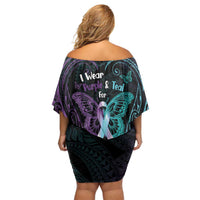 Suicide Awareness Memorial Family Matching Off Shoulder Short Dress and Hawaiian Shirt I Wear Purple and Teal For Someone I Miss LT14 - Polynesian Pride
