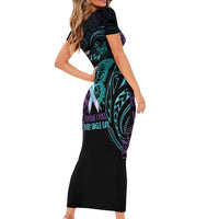 Suicide Awareness Memorial Family Matching Short Sleeve Bodycon Dress and Hawaiian Shirt I Wear Purple and Teal For Someone I Miss LT14 - Polynesian Pride
