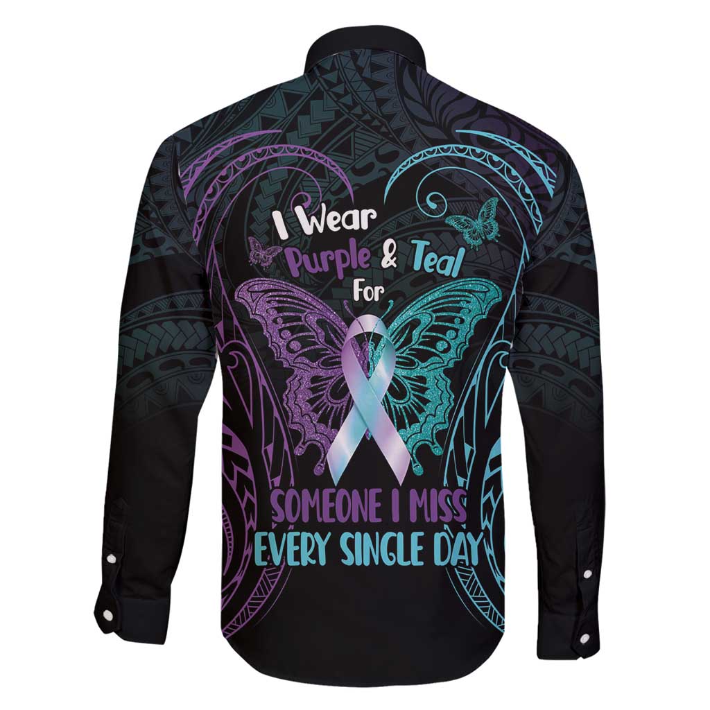 Suicide Awareness Memorial Family Matching Summer Maxi Dress and Hawaiian Shirt I Wear Purple and Teal For Someone I Miss LT14 - Polynesian Pride