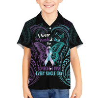 Suicide Awareness Memorial Family Matching Summer Maxi Dress and Hawaiian Shirt I Wear Purple and Teal For Someone I Miss LT14 Son's Shirt Black - Polynesian Pride